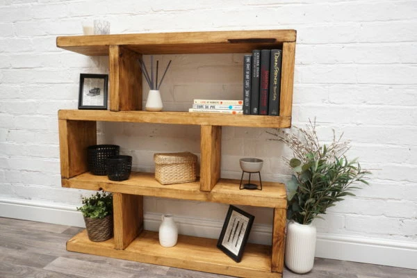 Shelving Unit  3 Tier Storage Reclaimed Timber Style | Solid Wood Funiture - Image 2 of 4