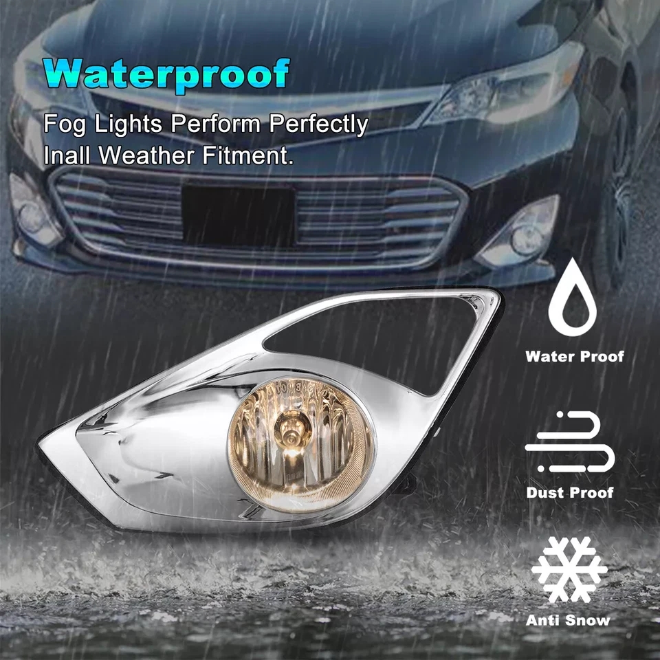 Пара противотуманных фар для 2013 2014 2015 Toyota Avalon с хромированными ободками + лампы - Изображение 4 из 4