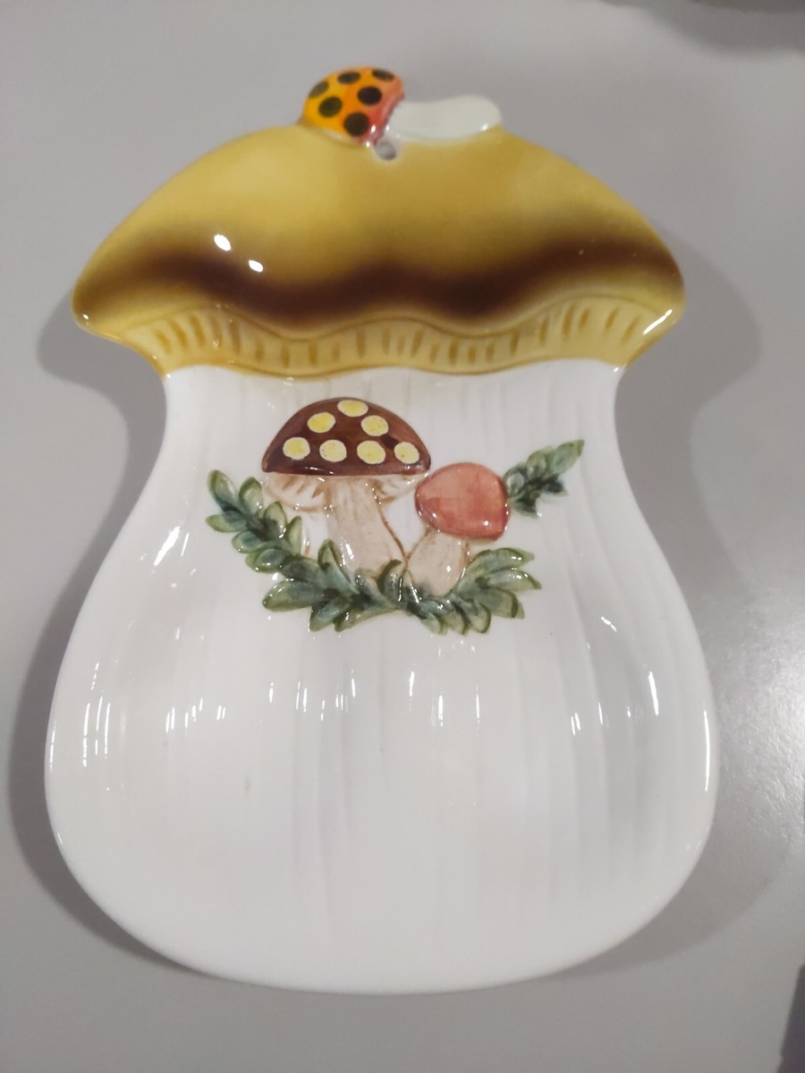 VTG Sears Roebuck 70's MERRY MUSHROOM Canisters Trivet Salt Pepper
