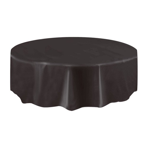 213cm Diameter Solid-colored Plastic Tablecloth Disposable Round Table Cover - Picture 6 of 18
