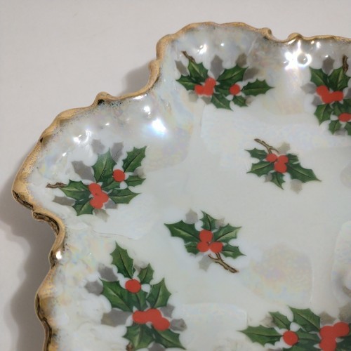 Plato Lusterware Vintage Holly Bon UCAGCO Cerámica Japón Dec Flor del Mes - Imagen 7 de 18