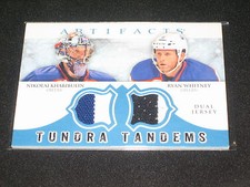 NIKOLAI KHABIBULIN & RYAN WHITNEY DUAL GAME USED JERSEY CERTIFIED HOCKEY CARD