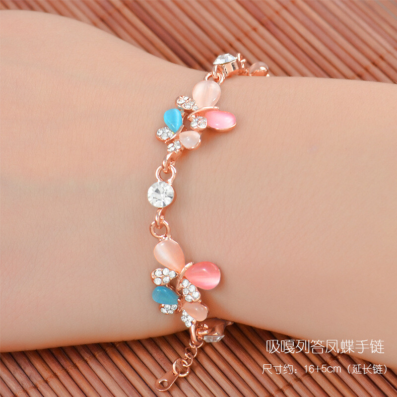 Korean Style Rose Gold Chain Crystal Bracelet Jewellery Womens Ladies Girls