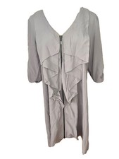 Veronika Maine Size 12 Dress V Neck Full Front Zip 3/4 Sleeves Work Party Casual