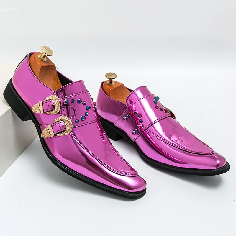Luxury Men Dress Shoes Patent Leather Pointed Toe Slip On Flats Wedding  Footwear | eBay
