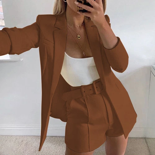 Ladies Formal Co-ord Jacket Coat+Shorts Work OL Blazer Suits Outfit 2025 New - Picture 6 of 24