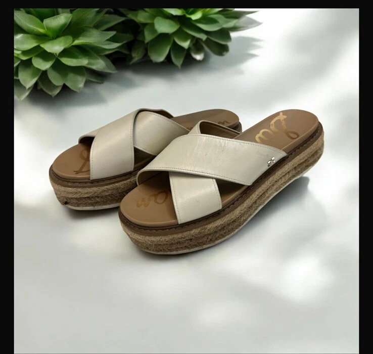 Sam Edelman "Korina" Marfil Plataforma Sandalias Mujer Talla 10 Alpargata, Cuero Foto 4 de 4