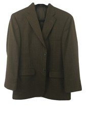 Mens Haggar Brown Pinstripe Sport Jacket 42reg Poly/ Wool Blend