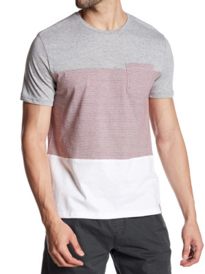 PX BRAND CONTEMPORARY CLOTHING COLOR BLOCK SHIRT MENS SIZE S, M, L HEATHER GREY