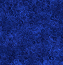 Laurel Burch Basics SWIRL ROYAL BLUE Dark Blue Fabric By the FQ - 1/4 YD
