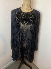 Tulip Burn Out Black Shirt Dress S