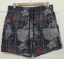Vilbrequin mens xl navy blue board beach trunks surf shorts brief lined pockets