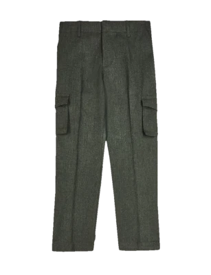 MYSHOESTORE EX M&S Boys Slim Fit Cargo Pocket School Trousers Grey School Uniform Age 2-12