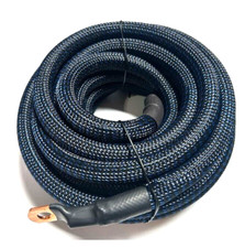 50ft 1/0 Gauge BLUE/BLACK Hand Braided Sleeving OFC Wire Copper Marine Cable