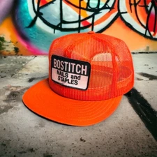Vintage Trucker Hat All Mesh Snapback Bostitch Nails and Staples Louisville MFG