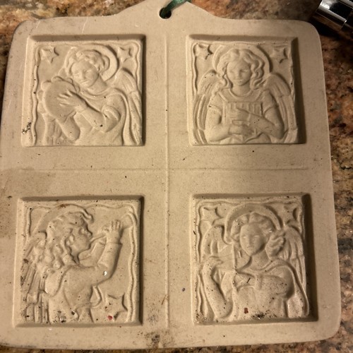 Vintage 1995 Brown Bag Paper Art Hill  Angel Stoneware Mold Wall Hanging 6x6
