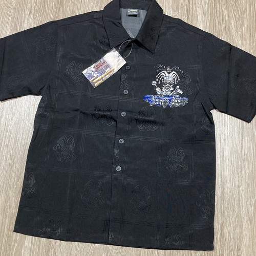 Joker Shirt M Youth Kids NEW 90s 00s Y2k Cholo Streetwear Collared Button Up Tee - Picture 3 of 10