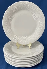 Gibson Housewares Embossed Fruit Set Of 2 Dinner Plates White 10.5" EUC