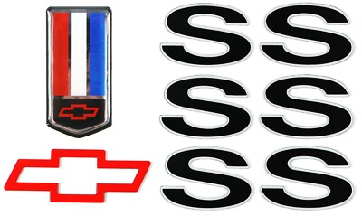 1996-2002 Camaro SS Silver & Black Emblems Set of 3 Chevy Bowtie & Front Emblem