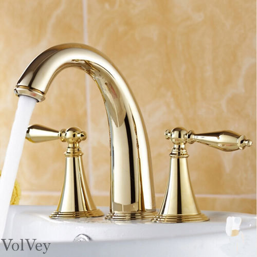 6" Gold Bathroom Sink Faucet Widespread Three Holes/Two Handles Lavatory Taps - Bild 4 von 4