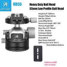 55MM Heavy Duty Ball Head 360 Panoramic Tripod Head CNC Aluminum Camera Head
