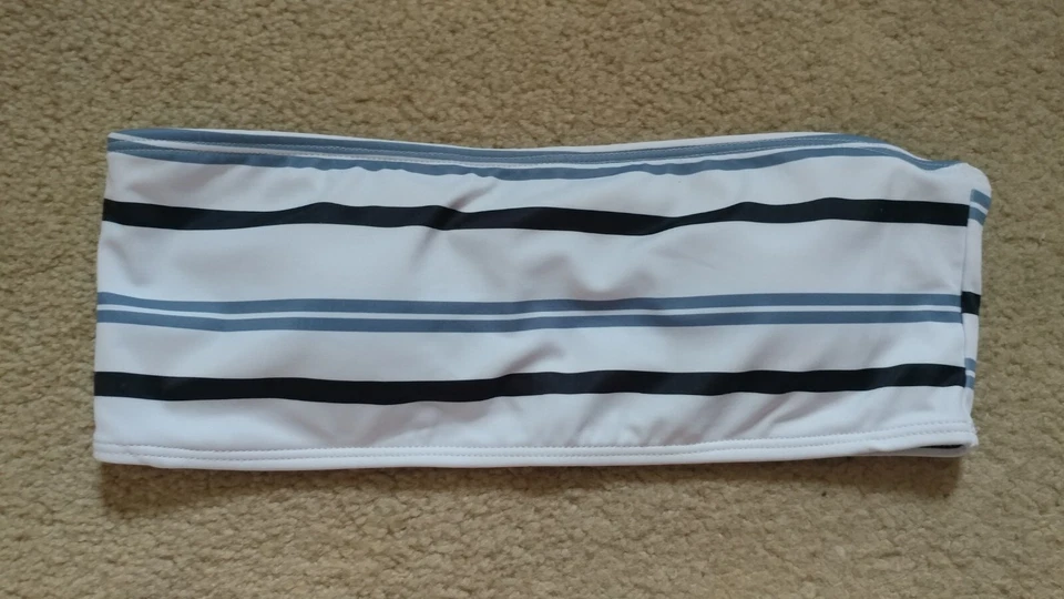 Castaways strapless bikini swimsuit blue and white striped women's size med NWOT - Image 2 of 4