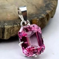 Natural Padparadscha Sapphire 31.56 Ct+ Pendant Jewelry 925. Sterling Silver AAA