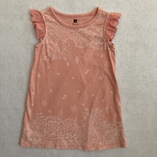 Tea Collection Peach Eyelet A-Line Casual Dress - Girls 4 - EUC!