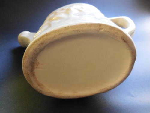 Pottery Watering Can Vase Planter, Cream Raised Floral Design 5" Cottage Core - Picture 5 of 8