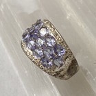Vintage Tanzanite and Diamond Sterling Silver Size 7 Ring 5.4g — photo 3