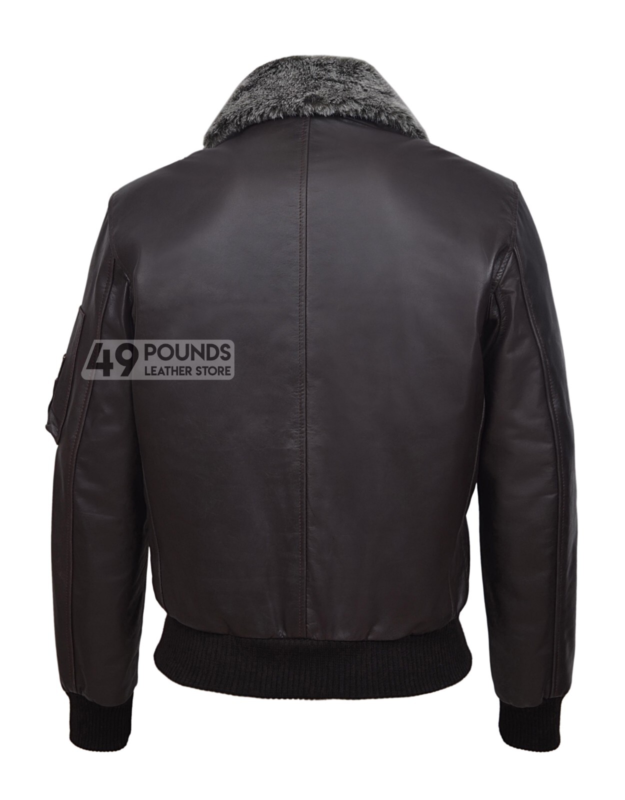 Men's Army Bomber Jacket Fur Collar REAL SKIPPER LEATHER Air Force