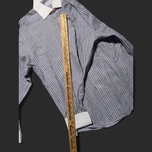 Camisa de vestir vintage YSL azul a rayas talla 15,5 - Imagen 8 de 8