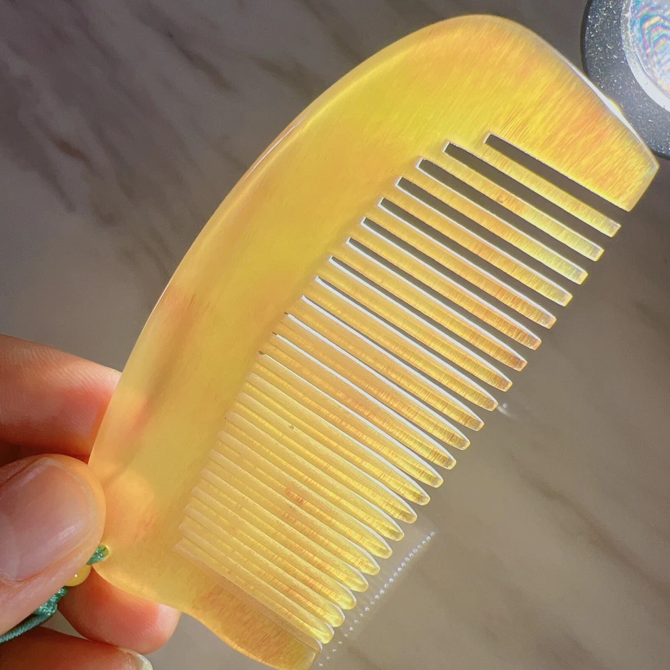 Peine de cuerno de oveja natural único, 9 cm * 4 cm Foto 4 de 4