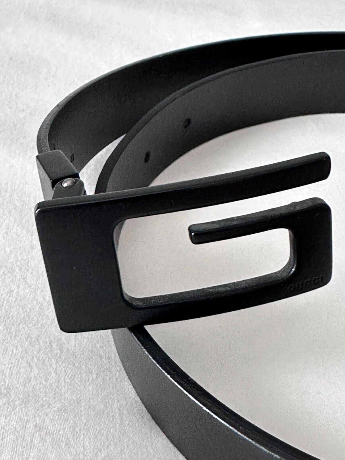 Gucci 30-inch Black Matte Leather Belt with Interlocking G Buckle-image
