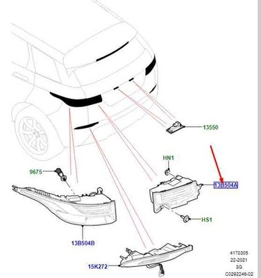 LR RANGE ROVER EVOQUE L551 Rücklicht für Heckklappe rechts 453123516 ORIGINAL