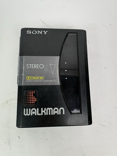 Vintage Sony WM 34 Cassette Player Auto Reverse Walkman. Black Parts Or Repair