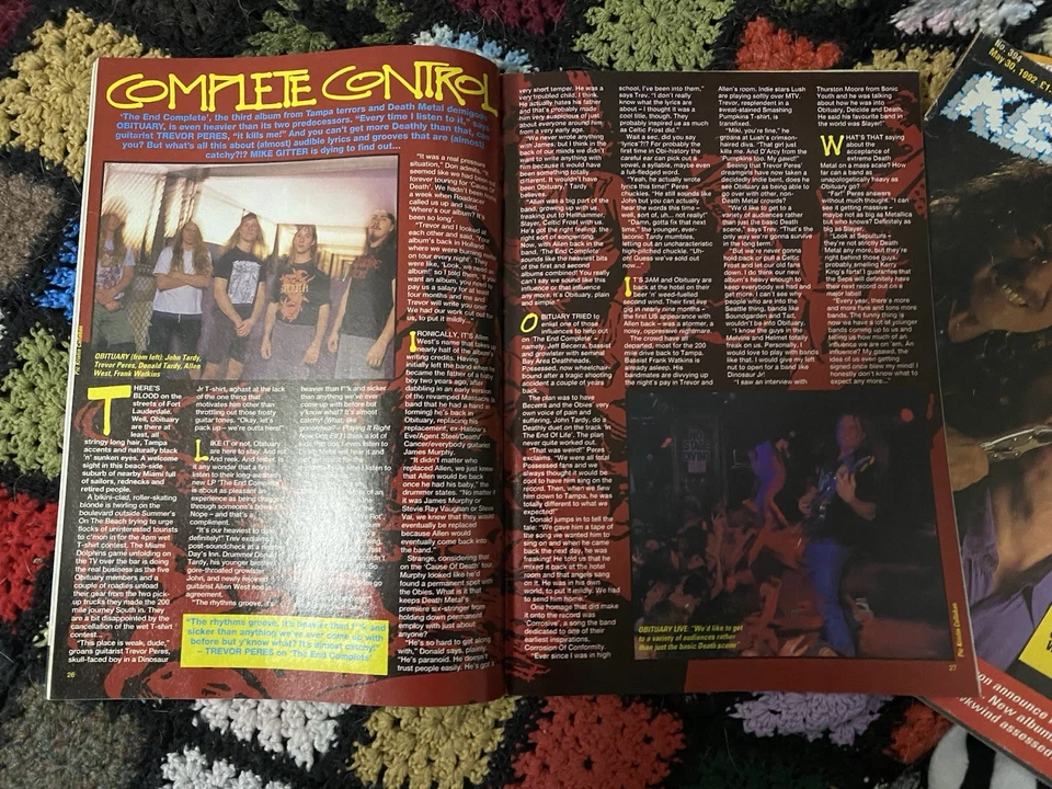 Kerrang! No 387 - April 1992 - Iron Maiden, Ozzy Osbourne, Obituary, The Cult - Image 2 of 2