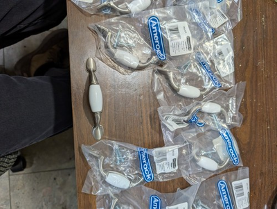 #ad #ad Vintage Amerock white porcelain satin nickel Center 3quot; Ctr. Cabinet Pull 263 10 $40.00