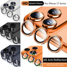 For iPhone 17 Pro Max/17 Air/17 Metal Ring Tempered Glass Camera Lens Protector