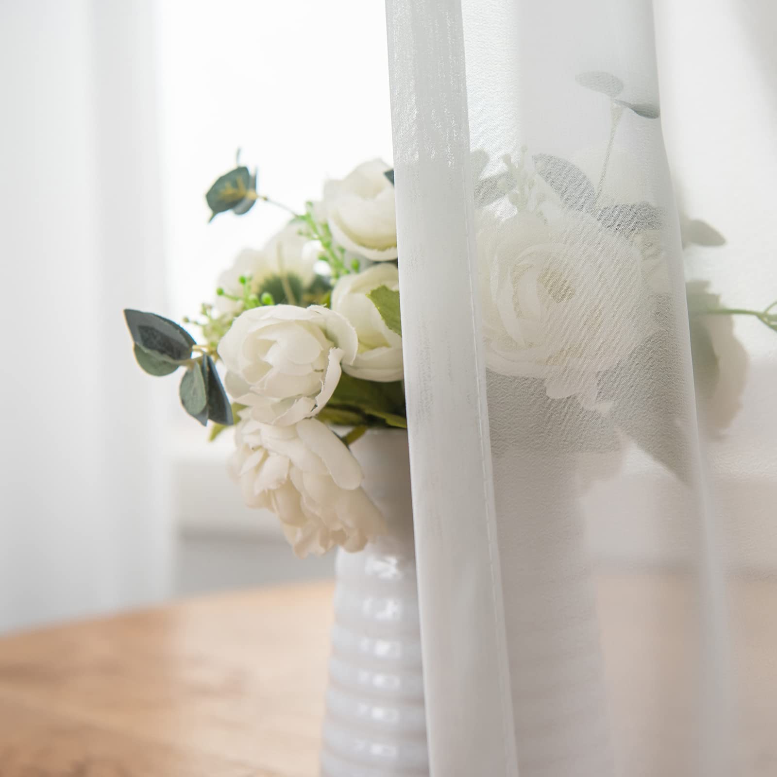 LUGOTAL Off-White 84" Pinch Pleated Sheer Curtains for Living Room thumbnail 5