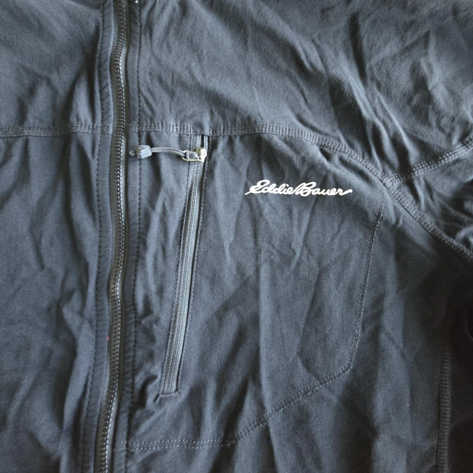 Jaqueta Eddie Bauer Masculina Grande Alta Preta Primeira Subida Capa Macia Zíper Completo Tech - Imagem 4 de 4