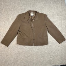 Talbots 100 Silk Button Front Professional Womens 8P Brown Solid Blazer Jacket