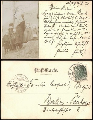 Postcard Family On Rock Mother Father Children 1903