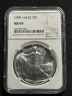 1990 $1 American Silver Eagle NGC MS69 Brown Label!! One day Sale!!!