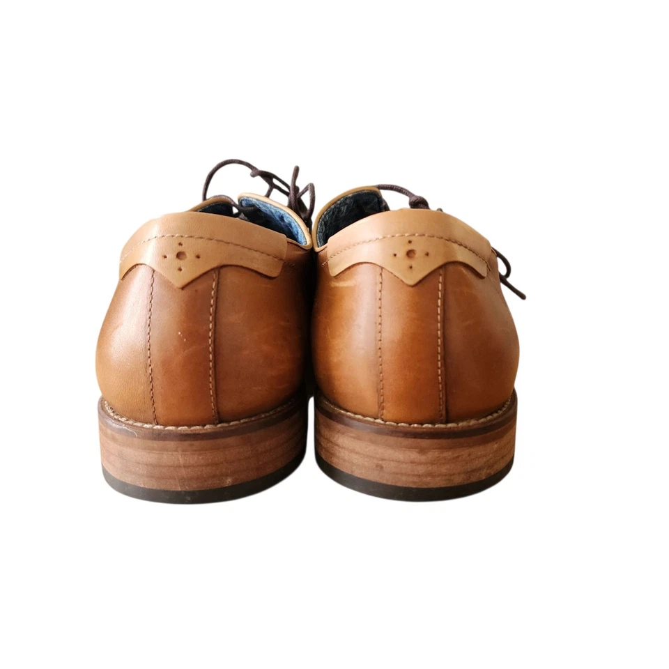 Johnston & Murphy Wingtip Brogue Oxford Dress Shoes 12M Leather Brown Sheepskin - Image 3 of 4