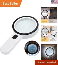 Handheld Magnifier with 12 LED Lights  3x Dual Glass Lens - Perfect for Reading