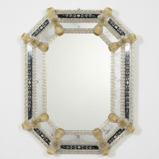 Original venezianischer Murano Glas Spiegel vergoldet 81x61cm