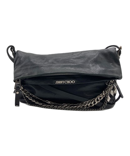 JIMMY CHOO Crossbody bag Black Leather Chain From Japan