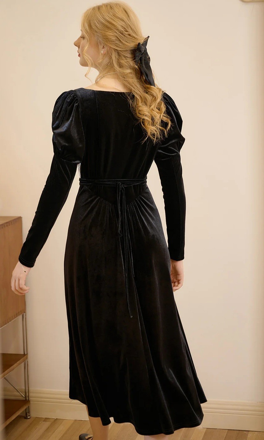 Simple Retro Eliza Square Neck Patchwork Puff Sle… - image 3