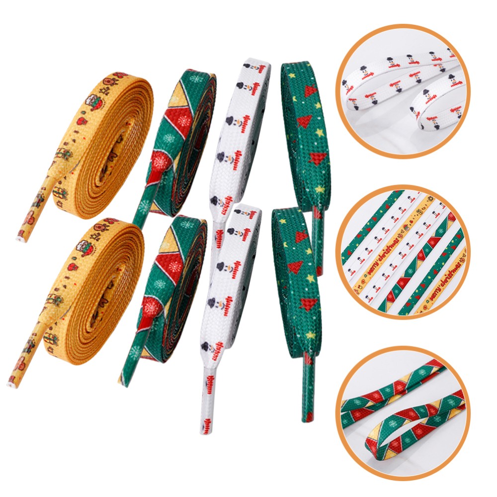 APL 4 Paia Lacci Durevoli Colorati Natalizi Corde Scarpe Motivo Lacci Scarpe